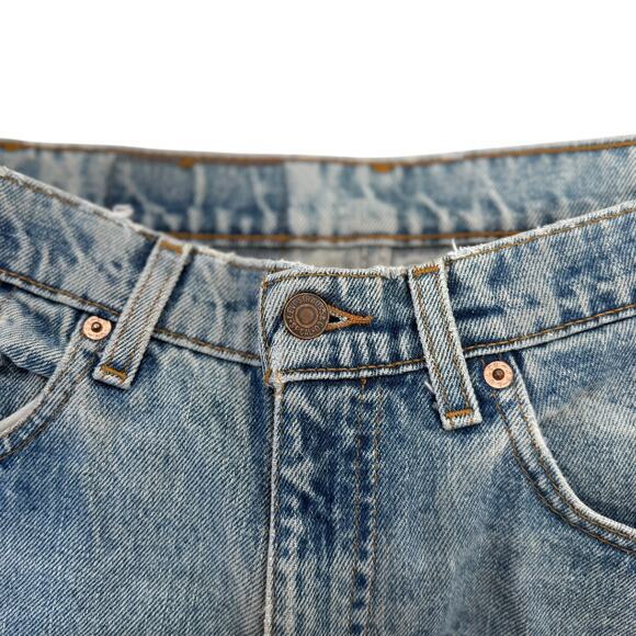 Vintage Levi's Made in USA 555 Size 33 Light Discolored Denim Cropped Raw Hem - Picture 2 of 10